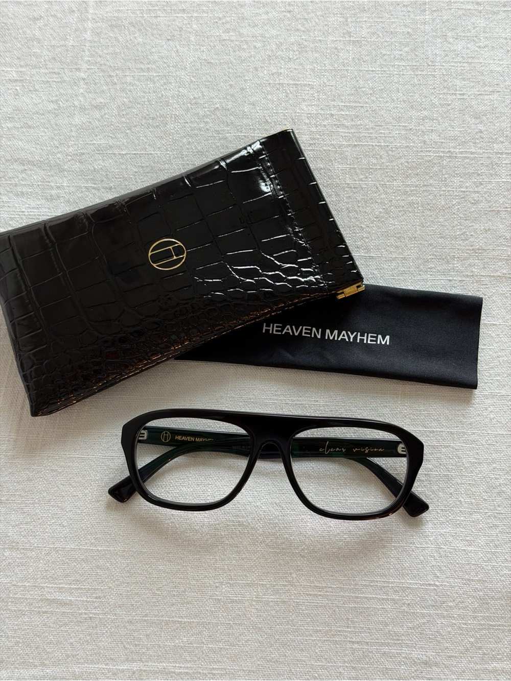 Heaven Mayhem Vesper Blue Light Glasses in Black/Clear